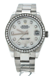 Rolex Custom Datejust 31 Mother Of Pearl Diamond Dial Bezel Mens Watch 178240 Watches